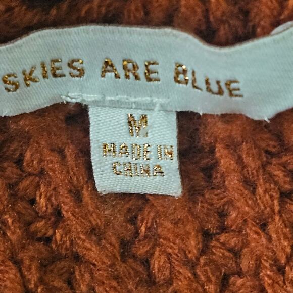 Orange Open Chunky Knit Turtleneck Sweater Size Medium - Picture 3 of 5